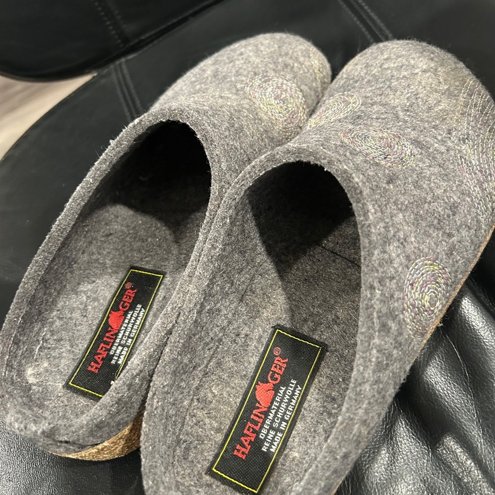 Haflinger Gray Felt Slip-On Clogs